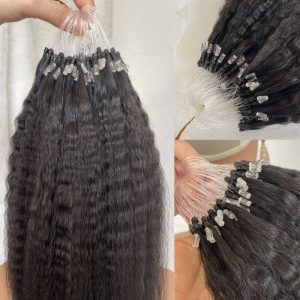 Kinky Straight Loop Human Hair Extensions Brazilian Virgin Hair Micro Ring Extensions I Tip Microlinks Human Hair Extensions - Image 4