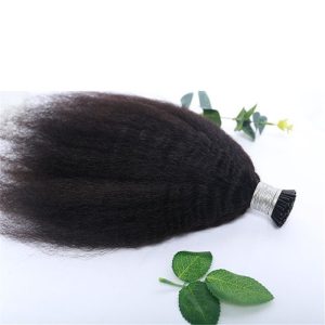 Kinky Straight I Tip Hair Extensions Kinky Straight Human Hair Afro Kinky Straight 22 Inches Straight I Tip Hair Extension - Image 5
