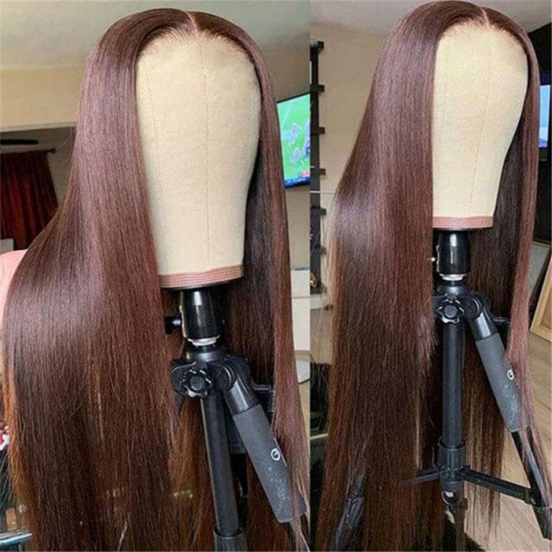 #4 Chocolate Brown Colored 13*6 Hd Lace Front Wig Human Hair Wigs Skin Melt For Black Women - Image 4