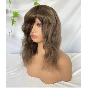 12 Inch Toupee for Women #4 Brown Color Cap Wigs for Women Cambodian Human Hair V-Loop Super Thin Skin Base Full PU 8x10 Inch - Image 5