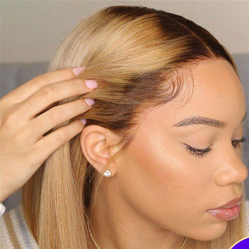 150% Density 13x4 Bob Honey Brown Lace Front Wig T4/27 Honey Blonde Wig Ombre Human Hair Wigs Brazilian Remy Lace Closure Wig - Image 4