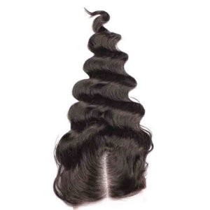Loose Wave Peruvian Remy Hair Free Part Lace Closure Sew In 4x4 inchs Natual Color - Image 2