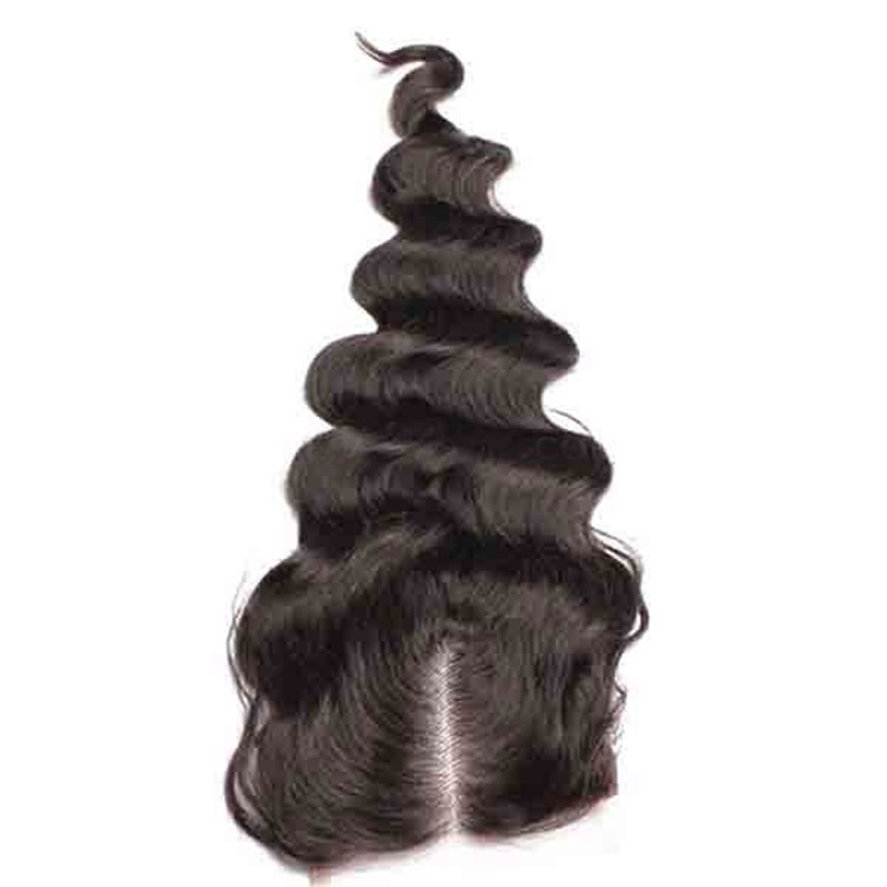 Loose Wave Peruvian Remy Hair Free Part Lace Closure Sew In 4x4 inchs Natual Color - Image 2