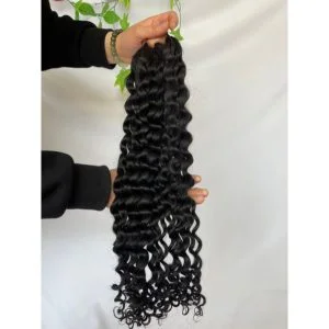Alternative view of Pwigs 200pcs/Bundle Feather Line Hair Extensions 100%  Camodian Human Hair Extensions Loose Curly 18-24inch Invisable Installation