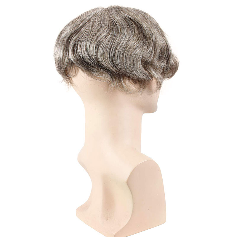 Men's Toupee Human Hair Monofilament Net Base Thin Skin Around with Combs Toupee for Men #2 Mixed 60% Grey - Image 14