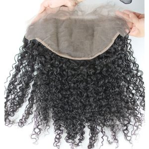 Pre Plucked 13X6 Mongolian Kinky Curly Remy Hair Lace Frontal Closure Bleached knots Natural Color Density 130% In Stock - Image 5