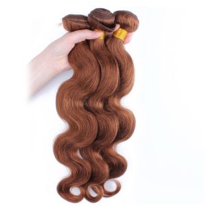 Color #30 Medium Brown Brazilian Remy Hair Body Wave Hair Weave 3 Buddles - Image 2
