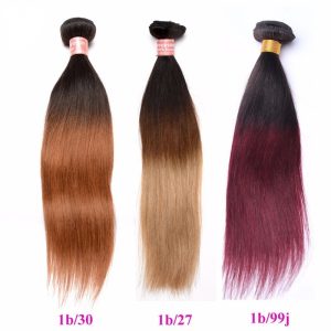 Silk Straight 1B/30 Ombre Color Brazilian Human Hair Weave 4 Bundles Deals - Image 3