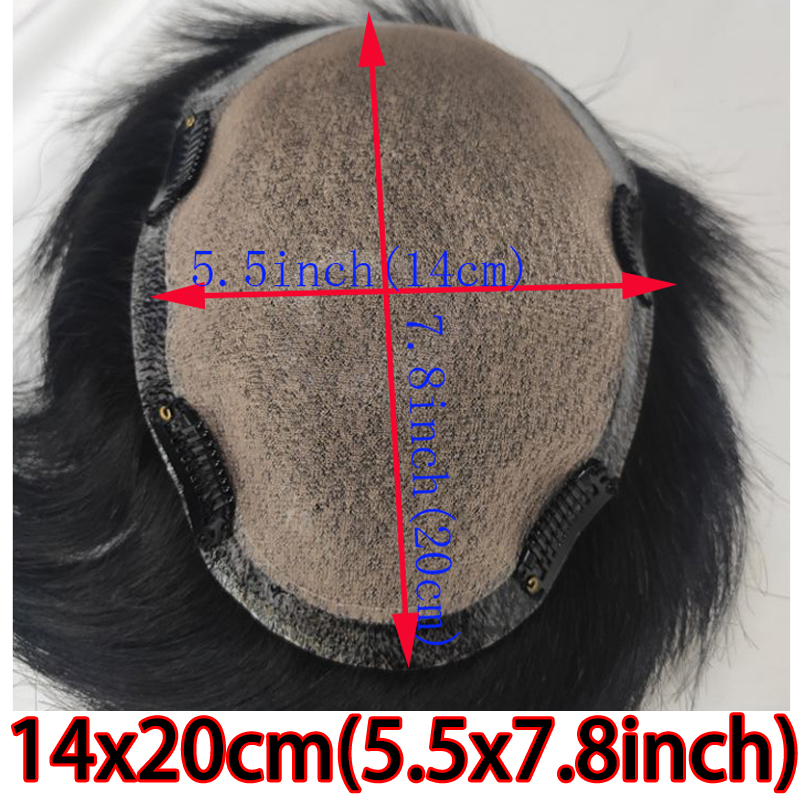 Pwigs Toupee For Men Silk Base Toupee Real Human Hair Replacement System For Men Hair pieces Natural Hairline Clip in Crown 1B Color - Image 16
