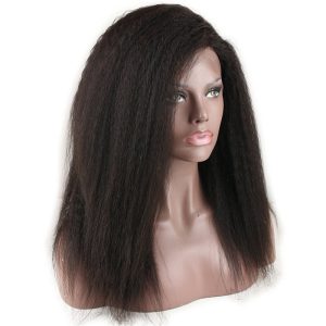 Full Lace Wig Kinky Straight 10A Unprocessed Brazilian Remy Human Hair Glueless Full Lace Human Hair Wigs for Black Women Natural Color - Image 4