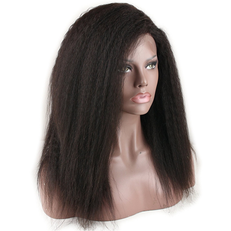 Full Lace Wig Kinky Straight 10A Unprocessed Brazilian Remy Human Hair Glueless Full Lace Human Hair Wigs for Black Women Natural Color - Image 4