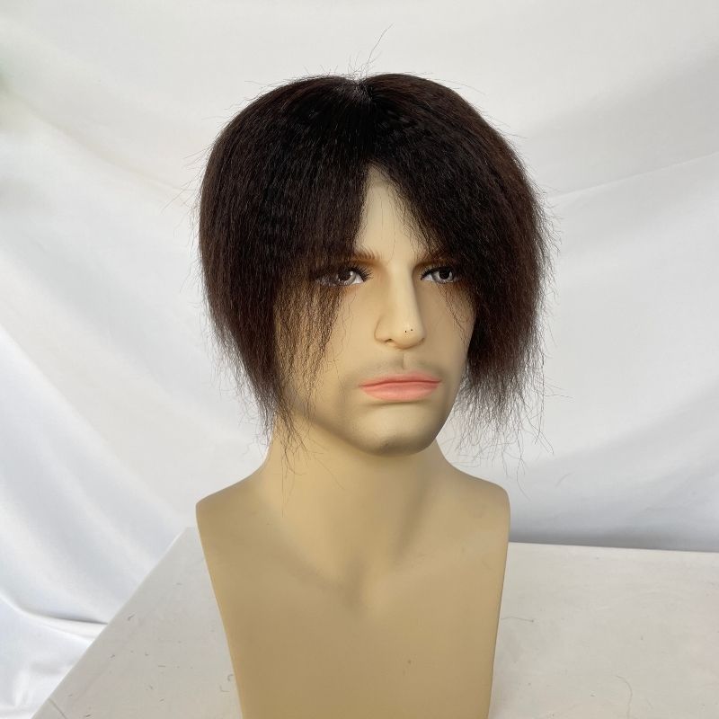 Pwigs Toupee for Men Full French Full Lace Cap Base European Human Hair Men Toupee Natural Hairline Hair System 1B Hair Men Wigs - Image 4