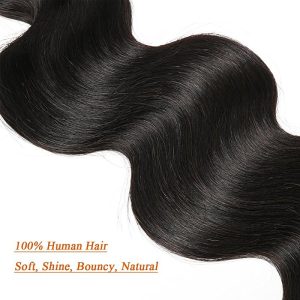 Hair With Closure 8A 3 Bundles Body Wave Virgin Human Hair Bundles With Lace Closure Unprocessed Hair Extensions Natural Black - Image 5