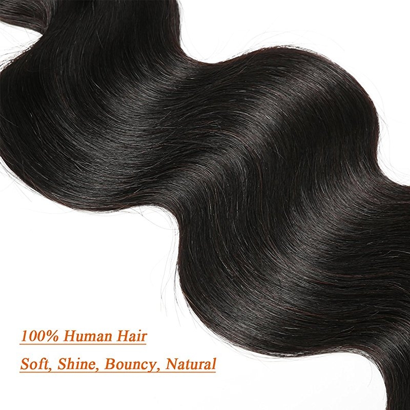 Hair With Closure 8A 3 Bundles Body Wave Virgin Human Hair Bundles With Lace Closure Unprocessed Hair Extensions Natural Black - Image 5