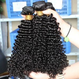 Alternative view of Affordable Kinky Curly Indian Remy Human Hair Extension 4 Bundles Natural Color