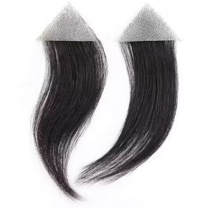 Alternative view of Men's V Loop Frontal Toupee Men's PU Human Hair Hairline 100% Real Human Hair Forehead Hair Patch Hairpiece Sideburns Toupee Men Invisible Seamless Ultra Thin Skin PU Men's Hair System 1B Color