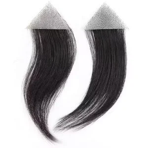 Alternative view of Men's V Loop Frontal Toupee Men's PU Human Hair Hairline 100% Real Human Hair Forehead Hair Patch Hairpiece Sideburns Toupee Men Invisible Seamless Ultra Thin Skin PU Men's Hair System 1B Color