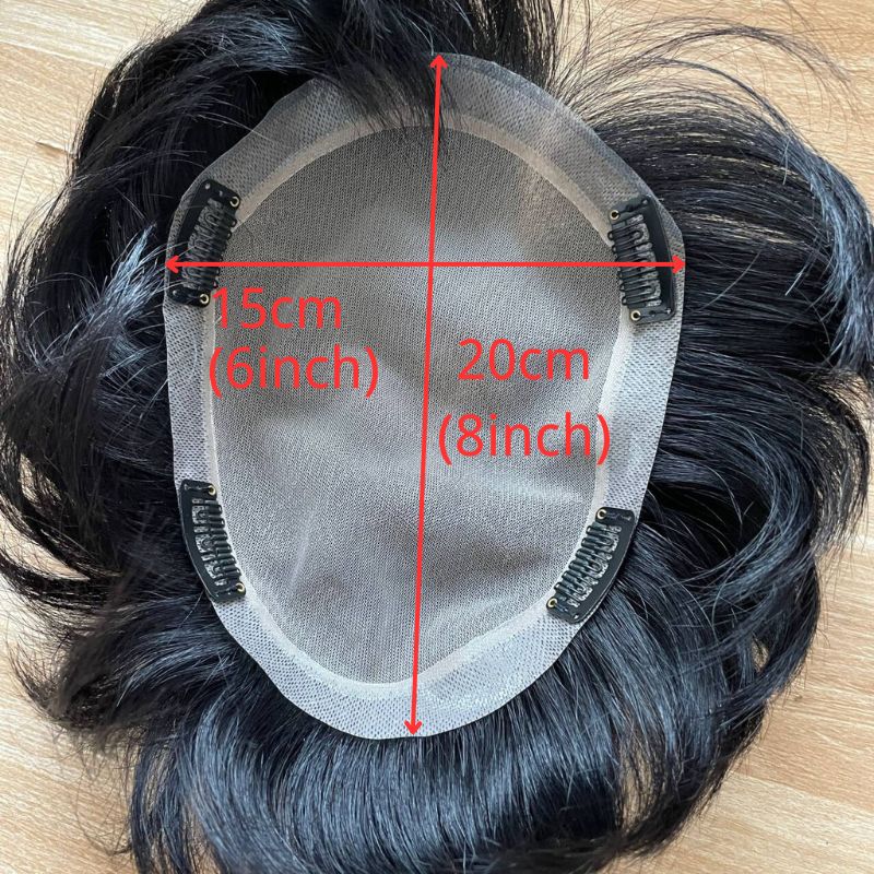 Pwigs Toupee for Men 100%Human Hair Toupee Swiss Lace Toupee For Men With NPU Around Clip In Hair System Toupee 1B Color Hair Piece European Human Hair Men Toupee Natural Hairline Hair System Hair Men Wigs - Image 8
