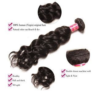 Good Quality Remy Hair 3 Bundles Natural Wave Hair with Free Part Lace Frontal Closure - Image 4