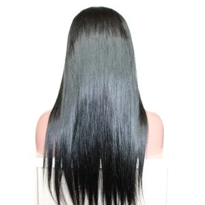 Alternative view of Pretty Lace Front Wigs Natural Black Silk Straight Indian Hair Bleached Knots Natural Baby Hair Around Pre-Plucked For Black Women