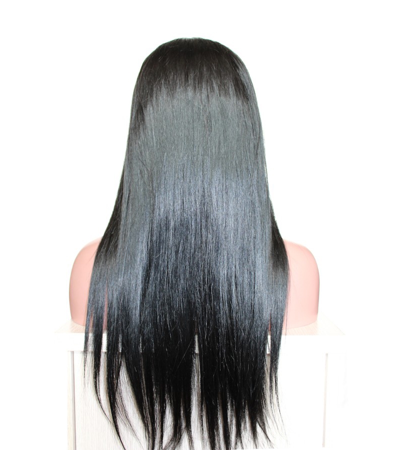 Pretty Lace Front Wigs Natural Black Silk Straight Indian Hair Bleached Knots Natural Baby Hair Around Pre-Plucked For Black Women - Image 2