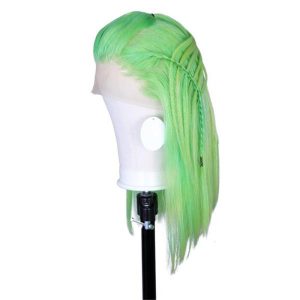 Human Hair Lace Front Wig Lime Green Color Straight Style - Image 3