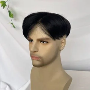 Alternative view of Pwigs Toupee for Men 100%Human Hair Toupee Swiss Lace Toupee For Men With NPU Around Clip In Hair System Toupee 1B Color Hair Piece European Human Hair Men Toupee Natural Hairline Hair System Hair Men Wigs