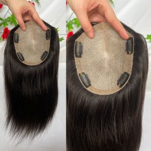 Natural Black Silk Base Human Hair Topper With Clips In Silk Top Virgin European Hair Toupee for Women Hairpiece 13X15cm Silk Base Closure Toupee for Woman - Image 3