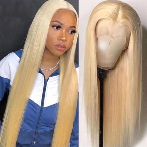 613 Honey Blonde 13X4 Lace Front Wig T Part Lace Wig Straight Human Hair Transparent Lace Frontal Wig For Black Women