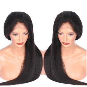Alternative view of Yaki Straight 13x6 Lace Front Human Hair Wigs For Women Indian Remy Hair Lace Frontal Wigs Pre Plucked With Baby Hair