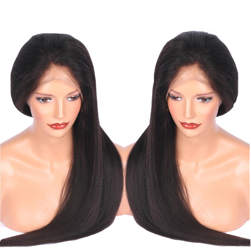 Yaki Straight 13x6 Lace Front Human Hair Wigs For Women Indian Remy Hair Lace Frontal Wigs Pre Plucked With Baby Hair - Image 2