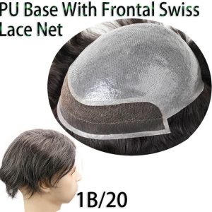 Men's Toupee Hairpieces Replacement System For Men PU Base With Frontal Swiss Lace Net 100% Virgin Human Hair 10x8 "Base Size 4TBlonde Color - Image 14