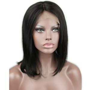 Lace Front Wigs Glueless Brazilian Remy Human Hair Short Straight Bob Wig for Black Women with Baby Hair Bleached Knots Natural Black Color 12inch - Image 3