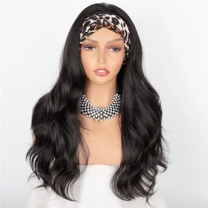 Long Wavy Headband Wig Body Wave Wigs for Black Women Girls Glueless Natural Looking High Density Heat Resistant Fiber Head