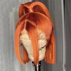 Ginger Orange Wig Human Hair Straight Lace Front Human Hair Wigs Peruvian Remy Colored Human Hair Wigs Short Bob Frontal Wigs - Image 2