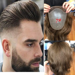 Toupee for Men Human Hair Men's Thin Skin Hair system with French Lace Hair Line Front 8x10 Inches Men Wigs Touppe For Black Men 22# color - Image 62