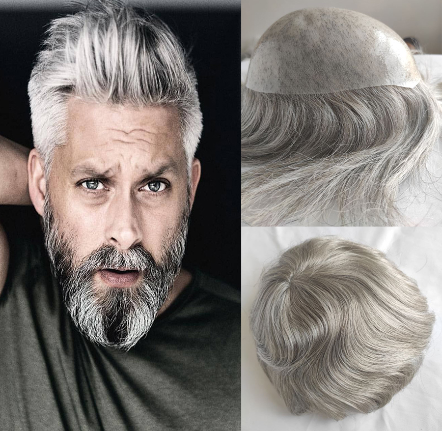 PU V-loop Super Thin Skin Hairpiece Ultra Thin Skin Mens Toupee Invisible Men Hair Replacement Poly Disposable Hairpiece Natural Hairline - Image 8