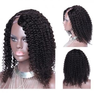 Alternative view of U Part Wig Human Hair for Black Women Brazilian Kinky Curly Natural Color