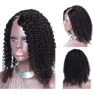 Alternative view of U Part Wig Human Hair for Black Women Brazilian Kinky Curly Natural Color
