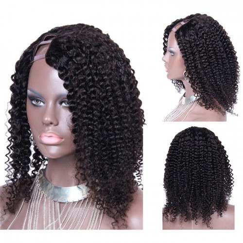 U Part Wig Human Hair for Black Women Brazilian Kinky Curly Natural Color - Image 2