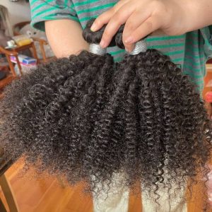 Alternative view of 10A Grade Raw Burmese Hair Afro Kinky Curly Human Hair Bundles Natural Black Afro Hair Weft 3pcs Lot