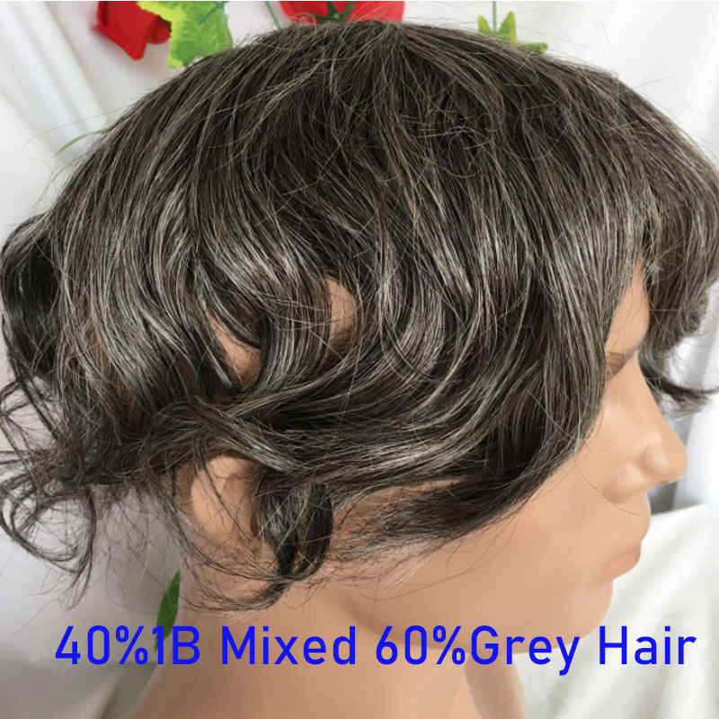 Full Franch Lace Base Toupee for Men 10x8" Human Hair pieces Men's Toupee Replacement System Men Wigs Human Hair Pieces 1B/80 Color - Image 5