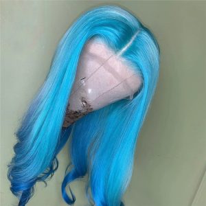 150% Density Light Blue Wig Lace Front Wigs Pre Plucked Lace Front Human Hair Wigs For Black Women Colored Blue Brazilian Wigs