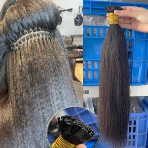 Coarse Yaki Straight Flat K Tips Microlink Hair Extensions Yaki K Tip Human Hair Extensions 12A Virgin Hair Extensions