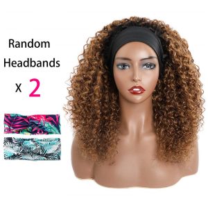 Highlighted Blonde  HeadBand Wig Curly Human Hair Wigs for Black Women Brazilian 10A Human Hair None Lace Front Water Wave Wigs Machine Made Wigs - Image 4