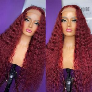13X6 Hd Lace Front Wig Human Hair Wigs 99J Red Burgundy Pre-Plucked Remy Human Hair Deep Part Wigs - Image 7