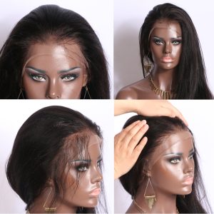 Alternative view of Wholesale Full Lace Wigs Yaki Straight Brazilian Hair Wig Human Hair 360 Circular Wig Bleached Knots Natural Color
