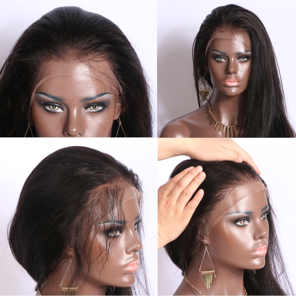 Wholesale Full Lace Wigs Yaki Straight Brazilian Hair Wig Human Hair 360 Circular Wig Bleached Knots Natural Color - Image 2