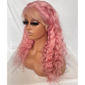 Deep Wave Light Pink Colored Lace Front Human Hair Wigs Lace Front Wig Brazilian Curly Wig Pre Plucked Pwigs - Image 3