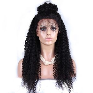 Alternative view of Remy Lace Front Wigs Kinky Curly Brazillian  Human Hair Natural Color 250% Density Glueless Lace Front Wig Bleached Knots Pre Plucked